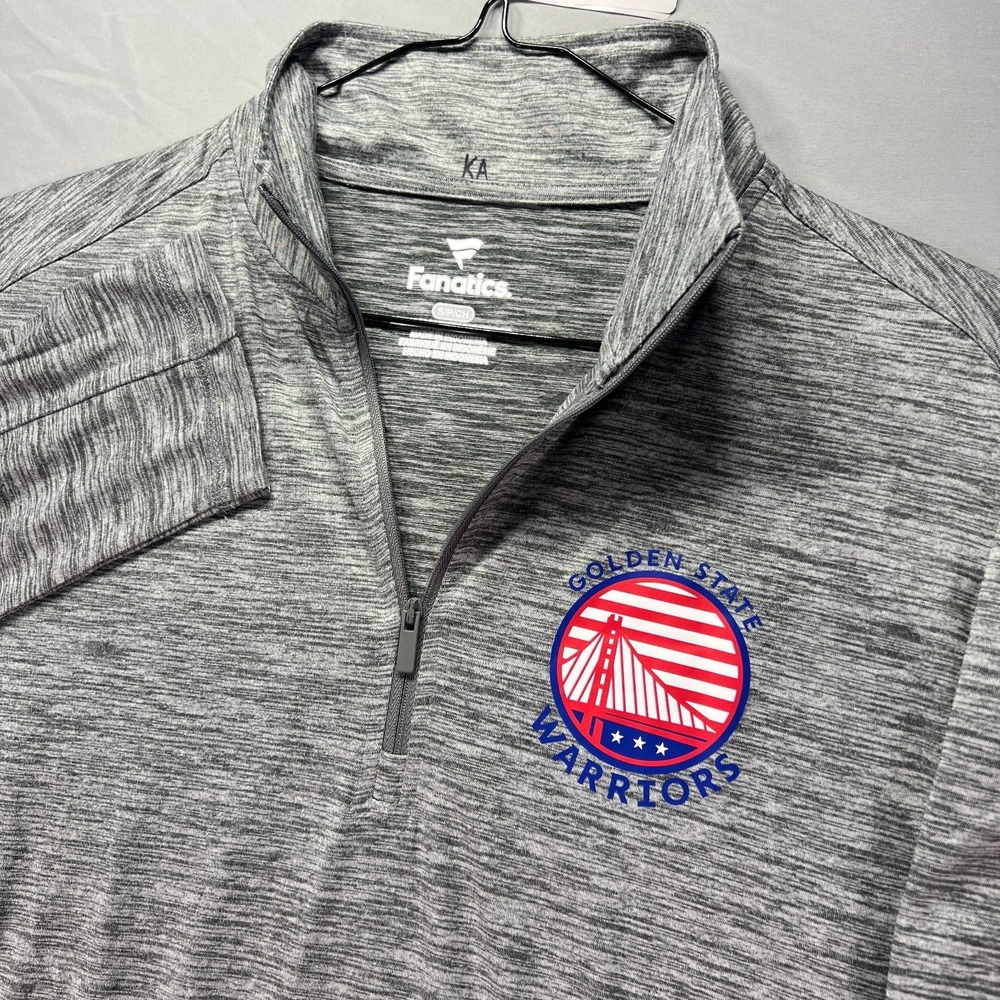 Golden State Warriors Shirt Mens Small Gray 1/4 Zip Pullover NBA Stretch Active